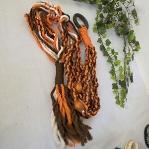 Orange Brown White Macrame Plant Holder Hanger